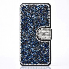 Samsung Galaxy S7 - Bling Bling Rhinestone PU Flip Stand Phone Protective Cover Case with Magnet Clip - Blue